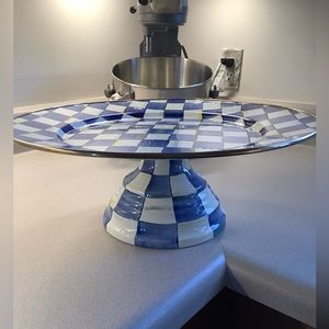 Mackenzie Childs Royal Check Large Pedestal Platter